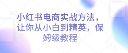 小红书电商实战方法，让你从小白到精英，保姆级教程-温馨分享网