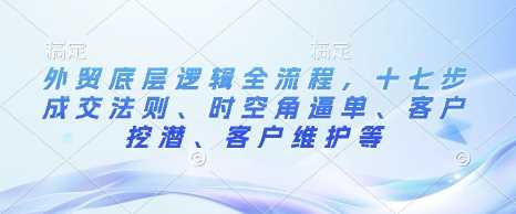 外贸底层逻辑全流程，十七步成交法则、时空角逼单、客户挖潜、客户维护等-温馨分享网