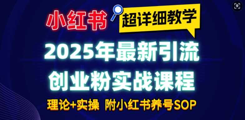 2025年最新小红书引流创业粉实战课程【超详细教学】小白轻松上手，月入1W+，附小红书养号SOP-温馨分享网