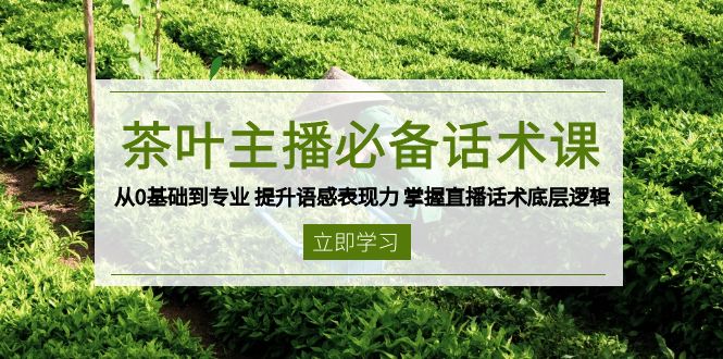 茶叶 主播必备话术课 从0基础到专业 提升语感表现力 掌握直播话术底层逻辑-温馨分享网