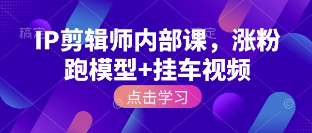 IP剪辑师内部课，涨粉跑模型+挂车视频-温馨分享网