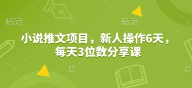 小说推文项目，新人操作6天，每天3位数分享课-温馨分享网