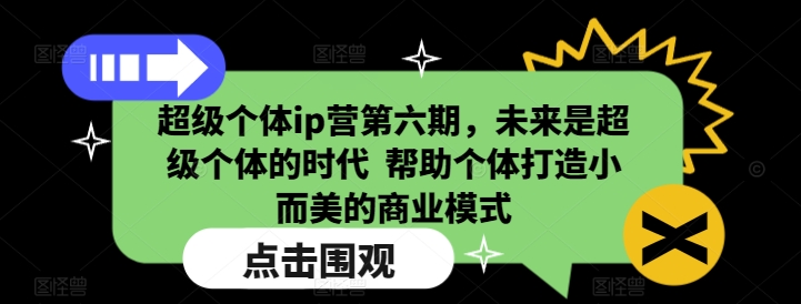 超级个体ip营第六期，未来是超级个体的时代  帮助个体打造小而美的商业模式-温馨分享网