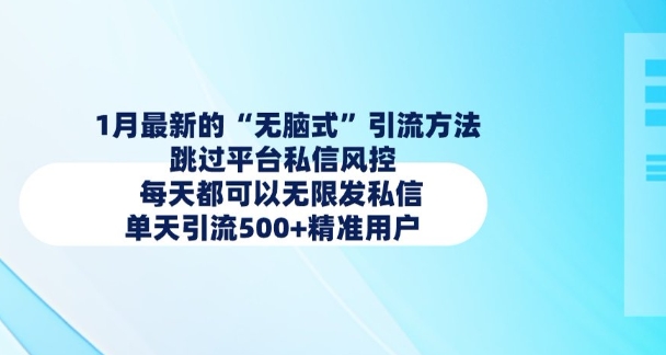 1月最新的无脑式引流方法，跳过平台私信风控，每天都可以无限发私信，单天引流500+精准用户-温馨分享网