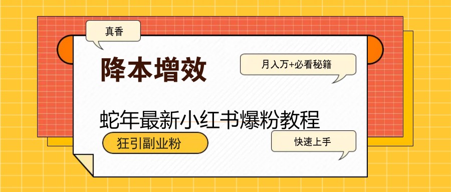 蛇年最新小红书爆粉教程，狂引副业粉，月入万+必看-温馨分享网