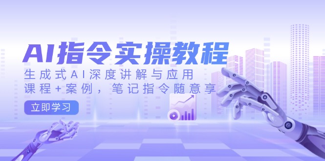AI指令实操教程，生成式AI深度讲解与应用，课程+案例，笔记指令随意享-温馨分享网