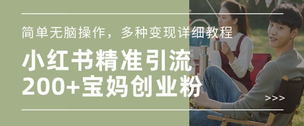 小红书混剪日引200+宝妈创业粉，简单无脑操作，多种变现详细教程-温馨分享网