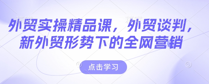 外贸实操精品课，外贸谈判，新外贸形势下的全网营销-温馨分享网