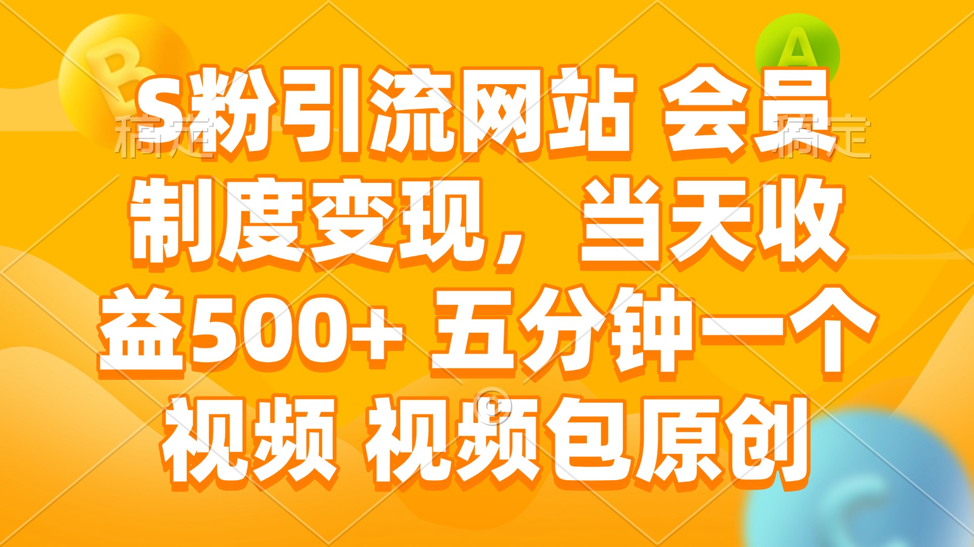 S粉引流网站 会员制度变现，当天收益500+ 五分钟一个视频 视频包原创-温馨分享网