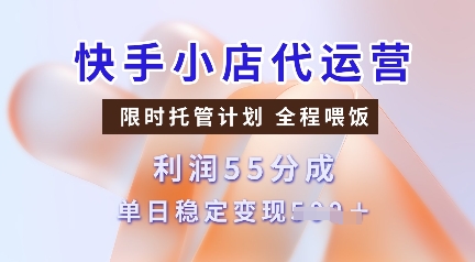 快手小店代运营，限时托管计划，收益55分，单日稳定变现多张【揭秘】-温馨分享网