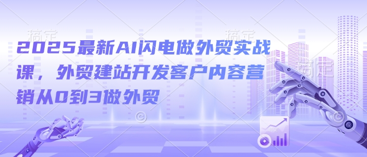 2025最新AI闪电做外贸实战课，外贸建站开发客户内容营销从0到3做外贸-温馨分享网