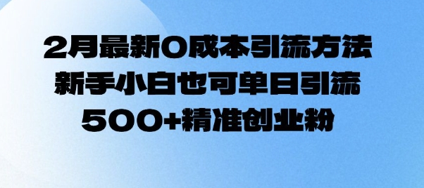 2月最新0成本引流方法，新手小白也可单日引流500+精准创业粉-温馨分享网