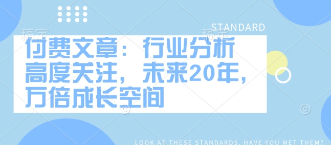 付费文章：行业分析 高度关注，未来20年，万倍成长空间-温馨分享网