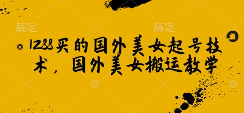 1288买的国外美女起号技术，国外美女搬运教学-温馨分享网