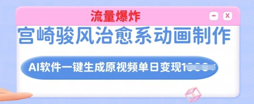 宫崎骏风治愈系动画制作，AI软件一键生成原创视频流量爆炸，单日变现多张，详细实操流程-温馨分享网