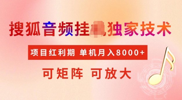 首发搜狐音频挂JI，项目红利期，可矩阵可放大，稳定月入5k【揭秘】-温馨分享网