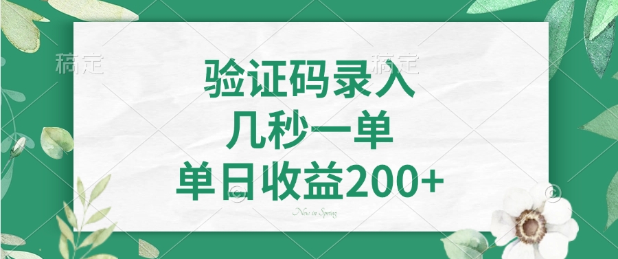 验证码录入，几秒一单，单日收益200+-温馨分享网