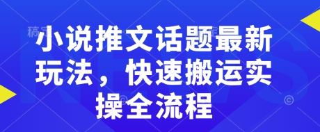 小说推文话题最新玩法，快速搬运实操全流程-温馨分享网