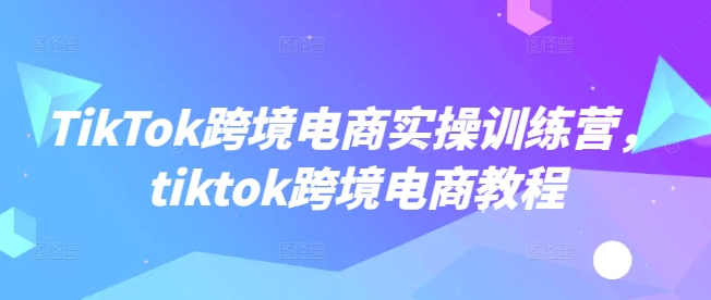 TikTok跨境电商实操训练营，tiktok跨境电商教程-温馨分享网