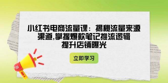 小红书电商流量课：揭秘流量来源渠道,掌握爆款笔记推流逻辑,提升店铺曝光-温馨分享网