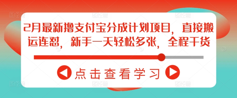 2月最新撸支付宝分成计划项目，直接搬运连怼，新手一天轻松多张，全程干货-温馨分享网