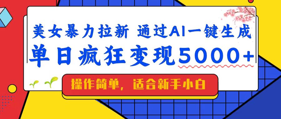 美女暴力拉新，通过AI一键生成，单日疯狂变现5000+，纯小白一学就会！-温馨分享网