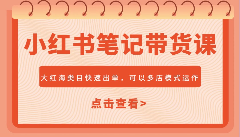 小红书笔记带货课，大红海类目快速出单，市场大，可以多店模式运作-温馨分享网