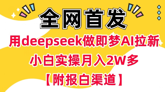 用deepseek做即梦Ai拉新 小白实操月入过W+【附报白渠道】-温馨分享网