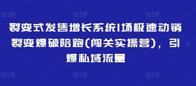 裂变式发售增长系统1场极速动销裂变爆破陪跑(闯关实操营)，引爆私域流量-温馨分享网