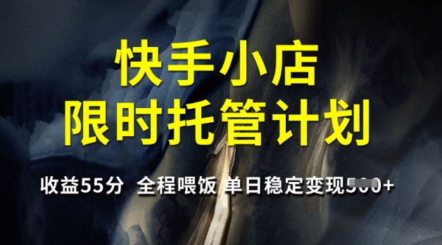 快手小店限时托管计划，收益55分，全程喂饭，单日稳定变现5张【揭秘】-温馨分享网