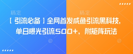 【引流必备】全网首发咸鱼引流黑科技，单日曝光引流500+，附矩阵玩法【揭秘】-温馨分享网