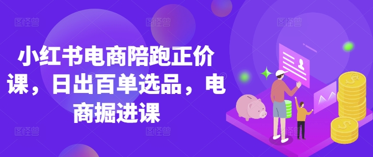 小红书电商陪跑正价课，小红书官方认证电商讲师教学，日出百单选品，电商掘进课-温馨分享网