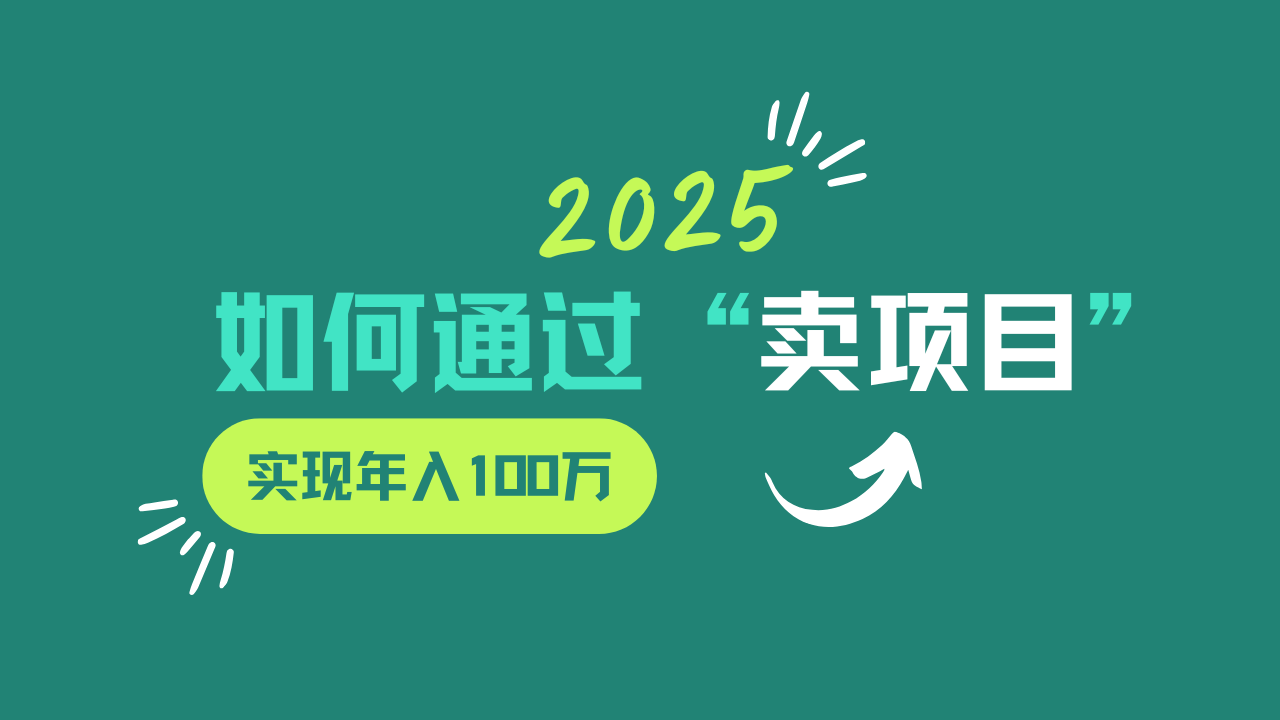 2025年如何通过“卖项目”实现年入100w-温馨分享网