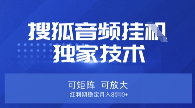 【搜狐音频挂G】独家技术，可矩阵可放大，红利期稳定月入8k【揭秘】-温馨分享网