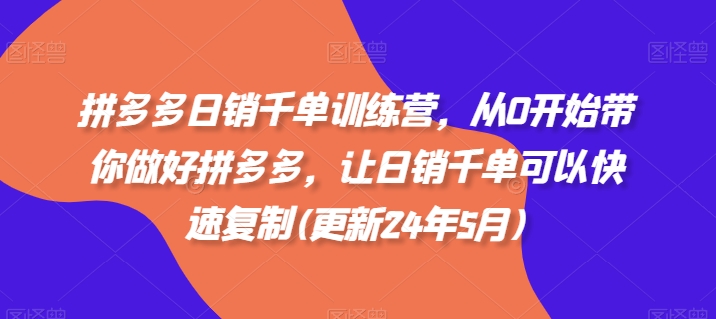 拼多多日销千单训练营，从0开始带你做好拼多多，让日销千单可以快速复制(更新25年3月)-温馨分享网