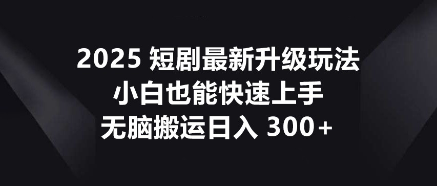 2025短剧最新升级玩法，小白也能快速上手，无脑搬运日入300+-温馨分享网