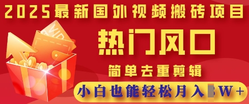 2025最新视频搬砖项目，热门风口，简单去重剪辑，小白也能轻松月入过W-温馨分享网