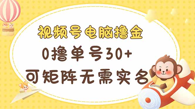 视频号电脑撸金 0撸单号30+ 可矩阵 无需实名多号多得-温馨分享网