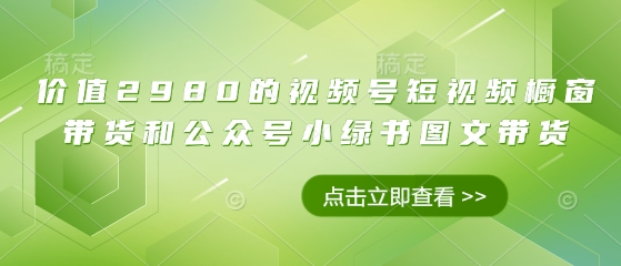 价值2980的视频号短视频橱窗带货和公众号小绿书图文带货-温馨分享网
