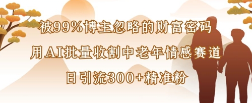 被99%博主忽略的财富密码：用AI批量收割中老年情感赛道，日引流300+精准粉-温馨分享网
