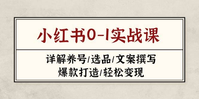 小红书0-1实战课(2023-2025)，详解养号/选品/文案撰写/爆款打造/轻松变现-温馨分享网