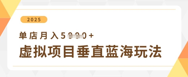 虚拟项目垂直玩法，实现单店月入5k+-温馨分享网