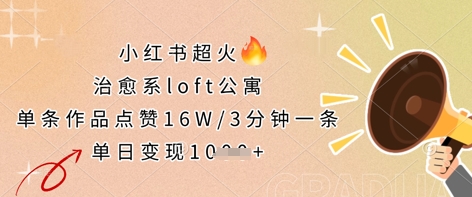 小红书超火的治愈系loft公寓，单条作品点赞16W，3分钟一条，单日变现数张-温馨分享网