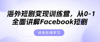 海外短剧变现训练营，从0-1全面讲解Facebook短剧-温馨分享网
