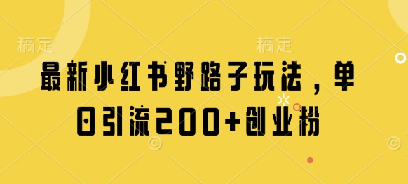 最新小红书野路子玩法，单日引流200+创业粉-温馨分享网