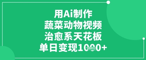 用Ai制作蔬菜动物视频，治愈系天花板，单日变现1k-温馨分享网