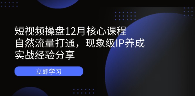 短视频操盘12月核心课程：自然流量打通，现象级IP养成，实战经验分享-温馨分享网