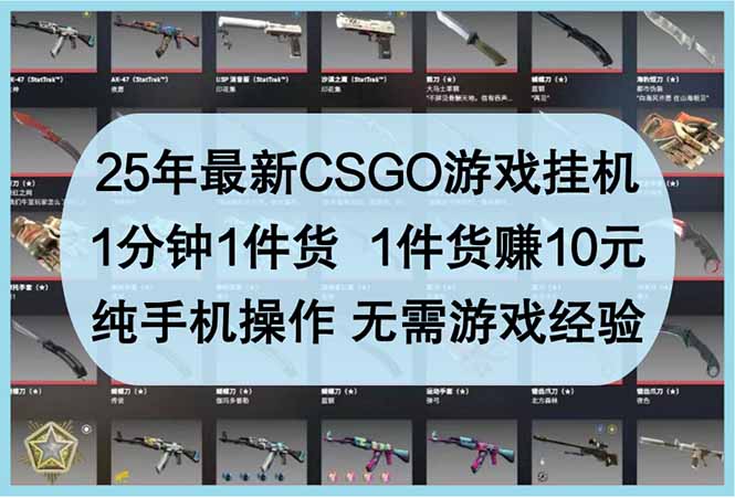 25年最新CSGO游戏挂机，1分钟1件货，1件货赚10元 纯手机操作 无需游戏经验-温馨分享网
