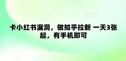 卡小红书漏洞，做知乎拉新 一天3张起，有手机即可-温馨分享网