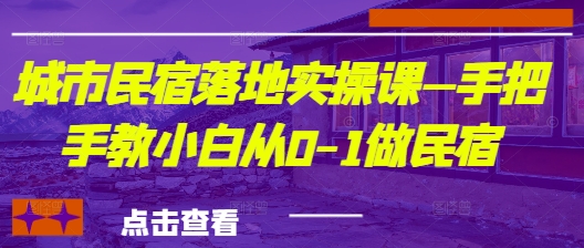 城市民宿落地实操课—手把手教小白从0-1做民宿-温馨分享网